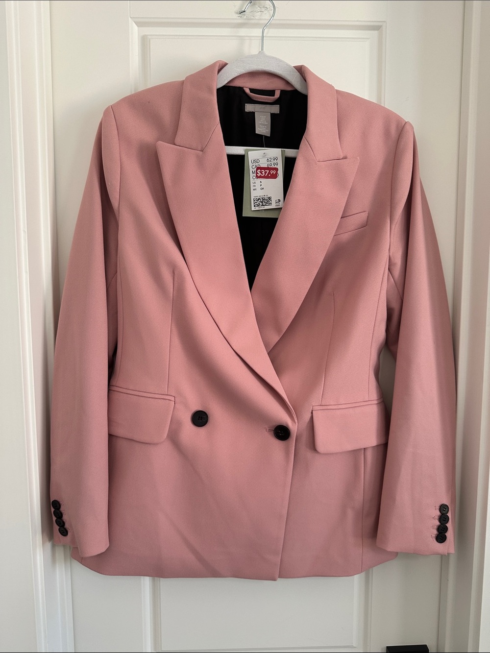 H&M Pink Double-Breasted Blazer